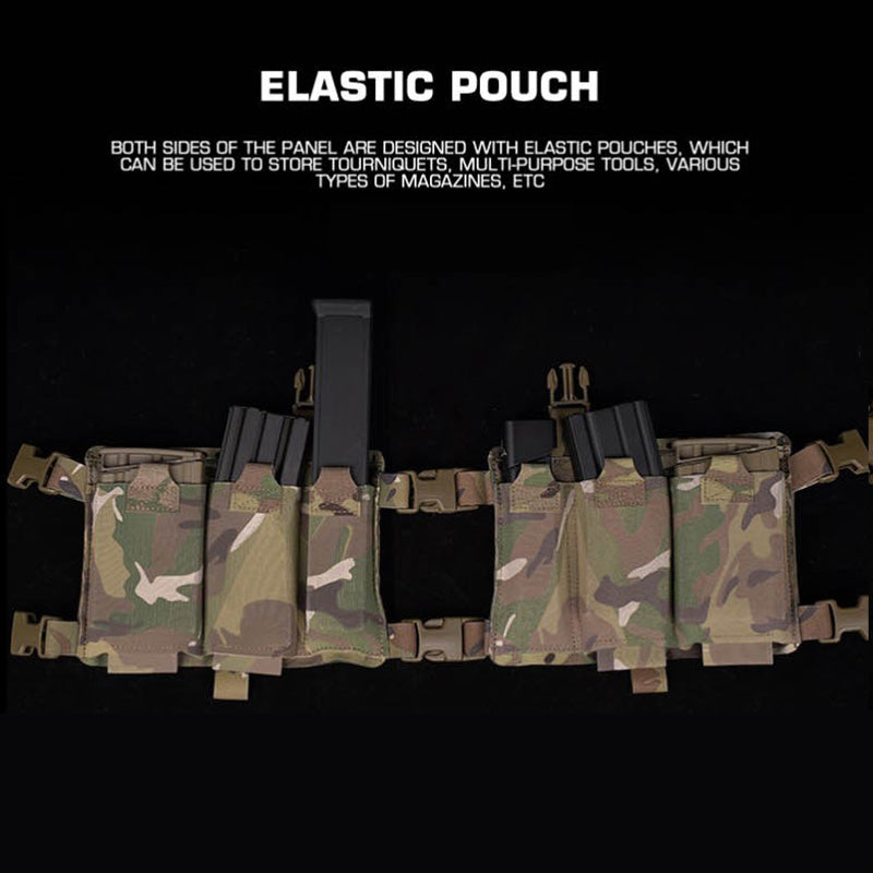 Alpha Camouflage Double-sided Tactical Chest Rig with MOLLE System and Internal Elastic Storage Pouch
