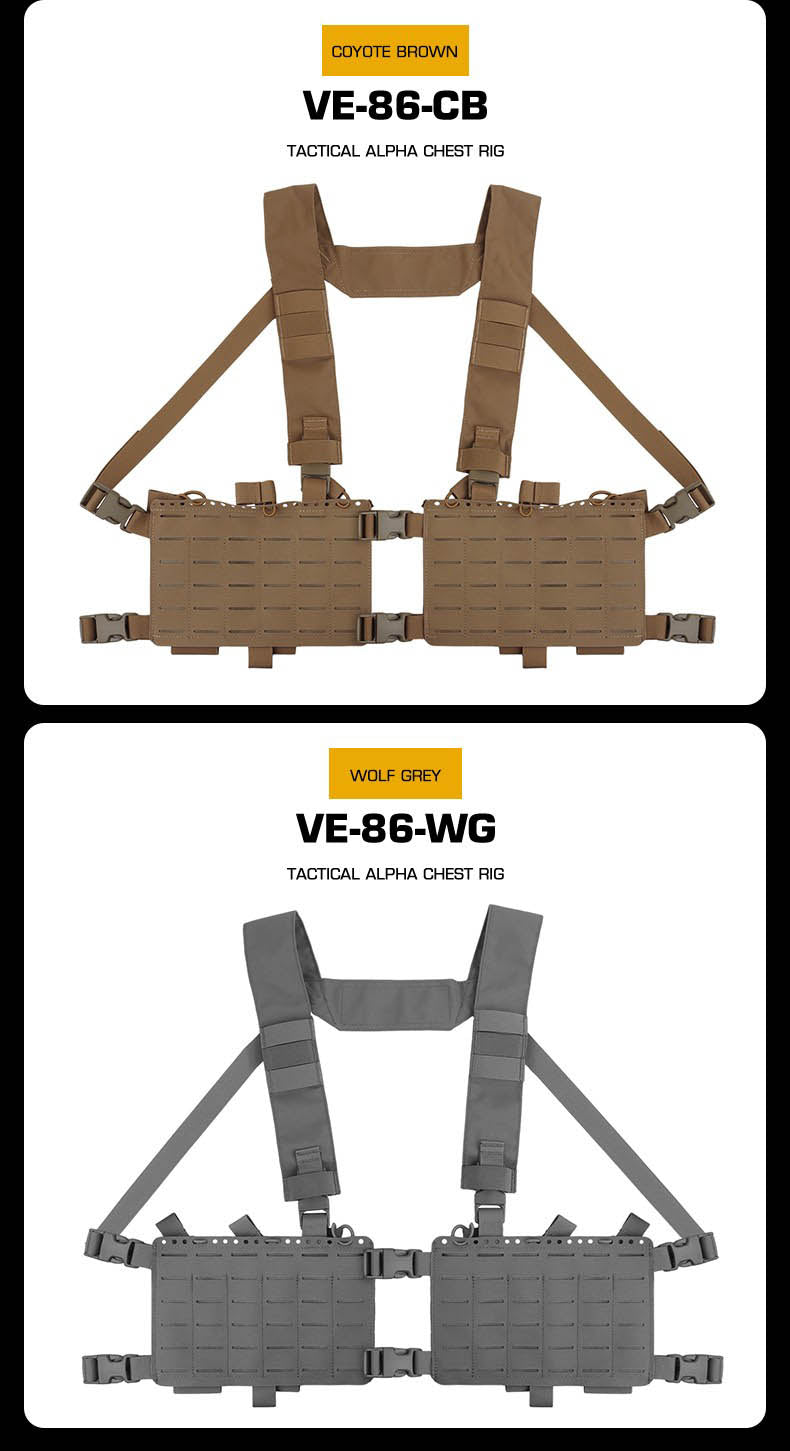 Alpha Camouflage Double-sided Tactical Chest Rig with MOLLE System and Internal Elastic Storage Pouch
