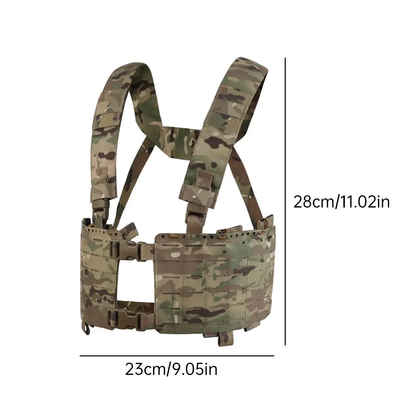 Alpha Camouflage Double-sided Tactical Chest Rig with MOLLE System and Internal Elastic Storage Pouch