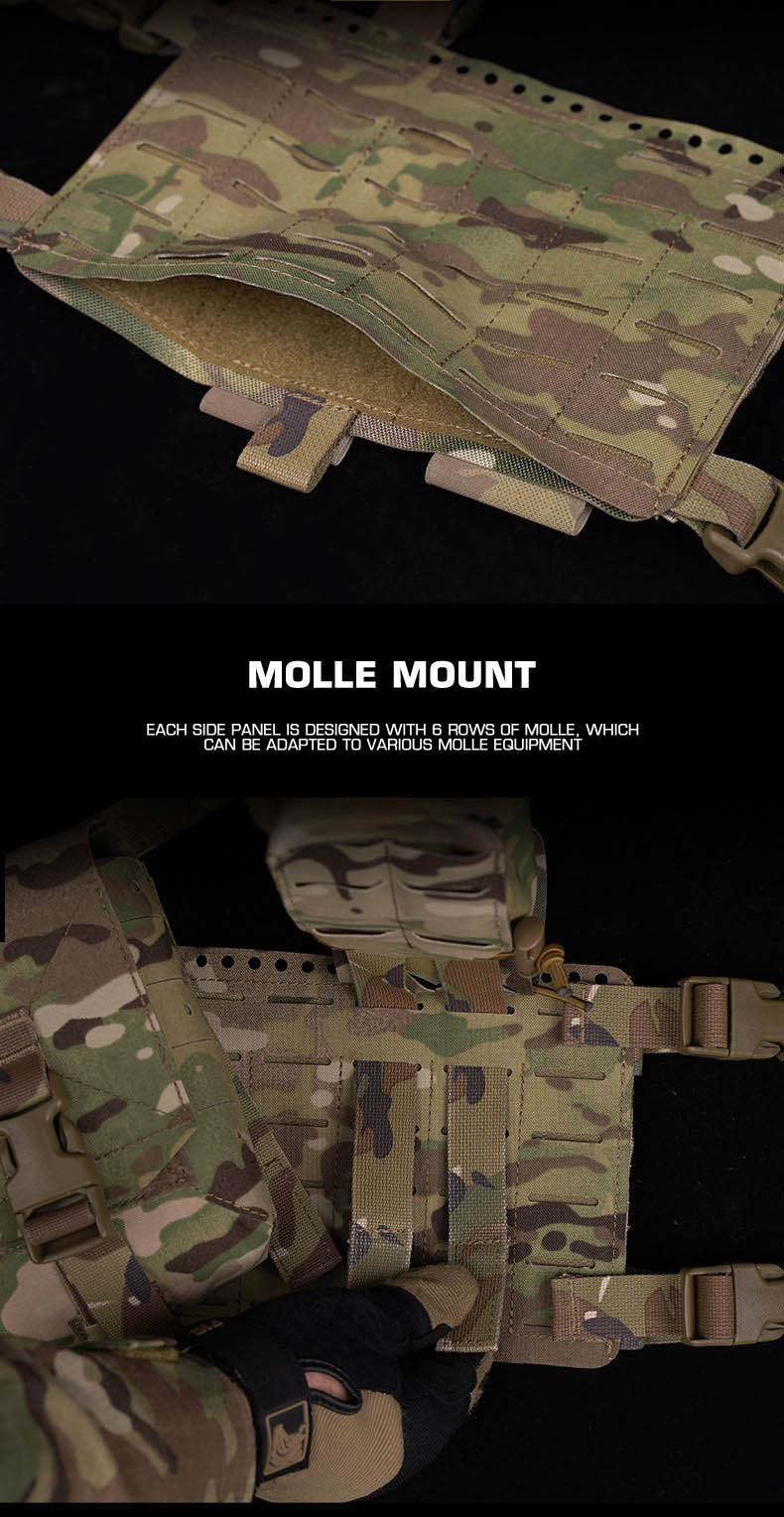 Alpha Camouflage Double-sided Tactical Chest Rig with MOLLE System and Internal Elastic Storage Pouch