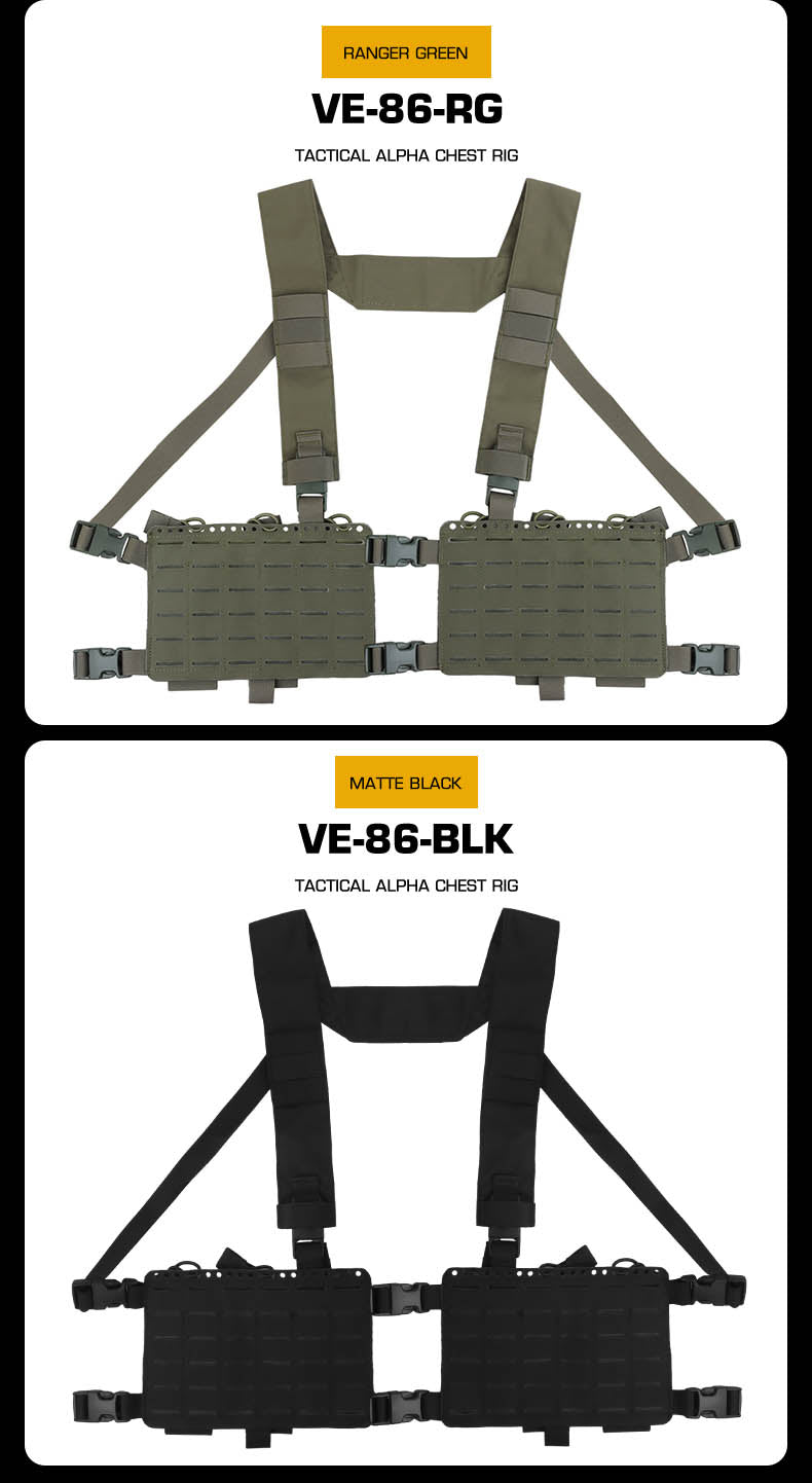 Alpha Camouflage Double-sided Tactical Chest Rig with MOLLE System and Internal Elastic Storage Pouch