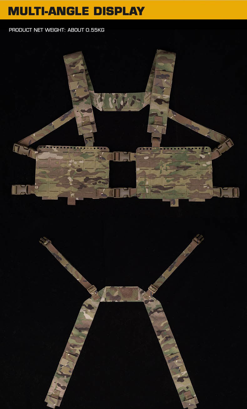 Alpha Camouflage Double-sided Tactical Chest Rig with MOLLE System and Internal Elastic Storage Pouch