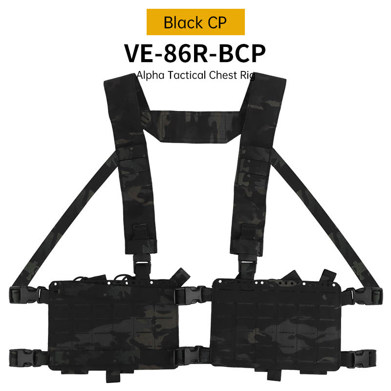 Alpha Camouflage Double-sided Tactical Chest Rig with MOLLE System and Internal Elastic Storage Pouch