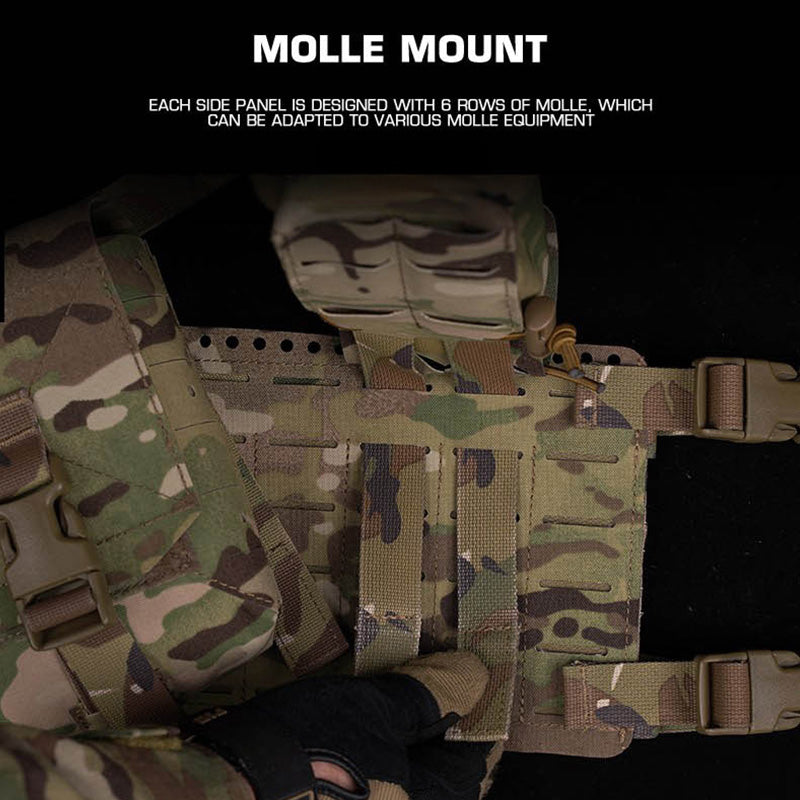 Alpha Camouflage Double-sided Tactical Chest Rig with MOLLE System and Internal Elastic Storage Pouch