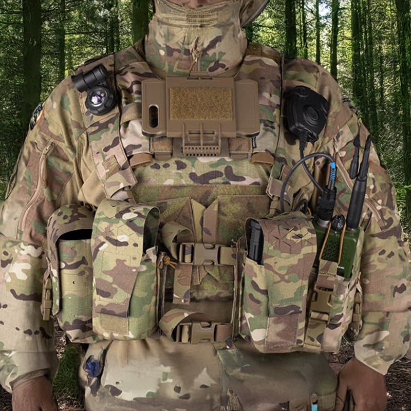 Alpha Camouflage Double-sided Tactical Chest Rig with MOLLE System and Internal Elastic Storage Pouch